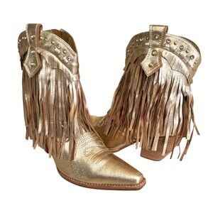🆕 ZIGI Finlandia Gold Cowboy Boots Leather Women’s